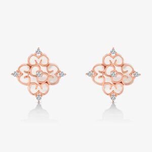 Carrie K. Blessings Mother of Pearl Studs 14K Rose Gold Diamond Studs